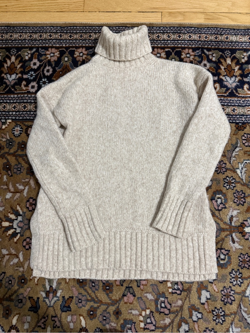 Everlane Cream Turtleneck Ribbed-Hem Sweater